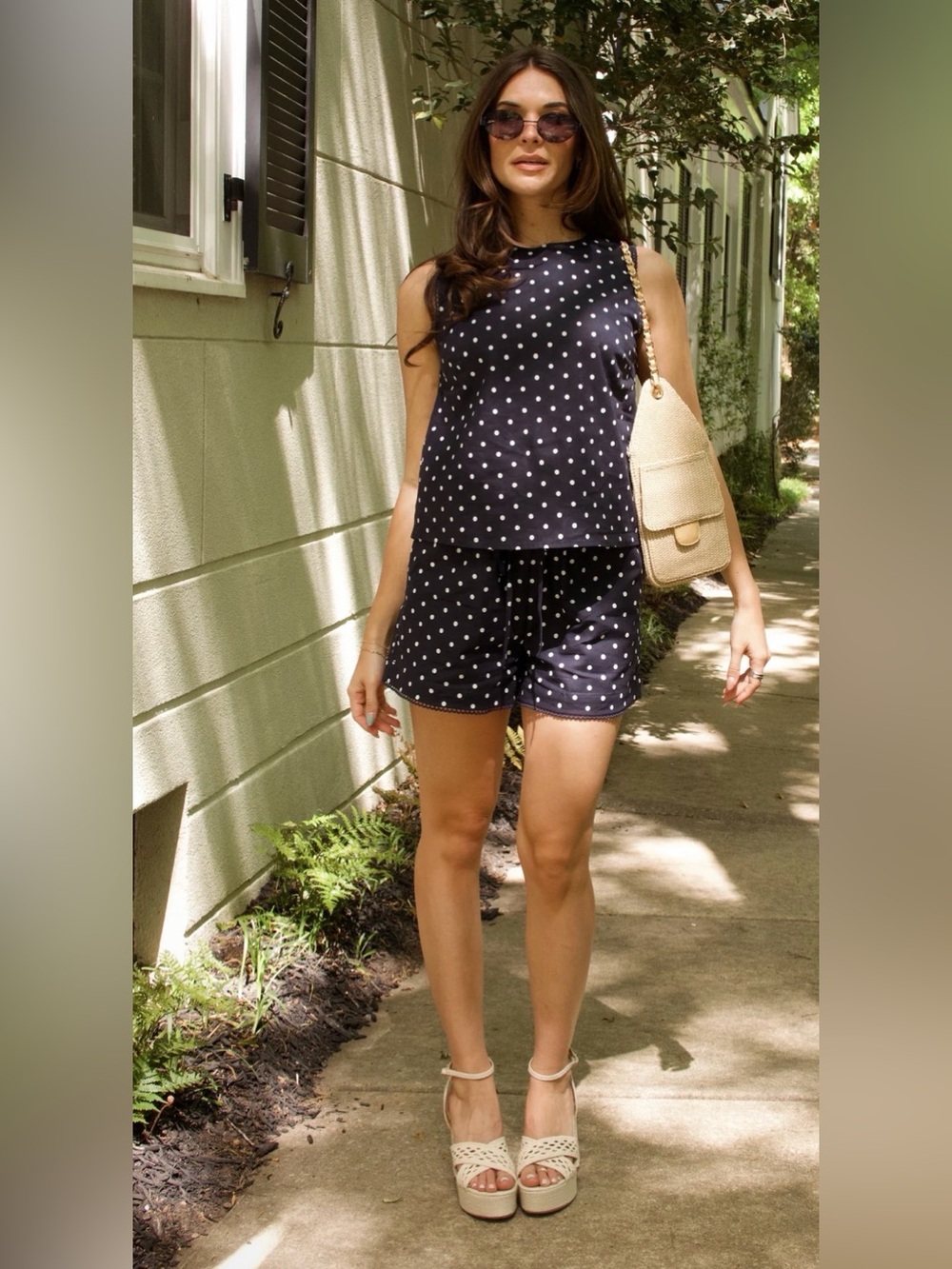136. Navy Blue Polka Dot SET